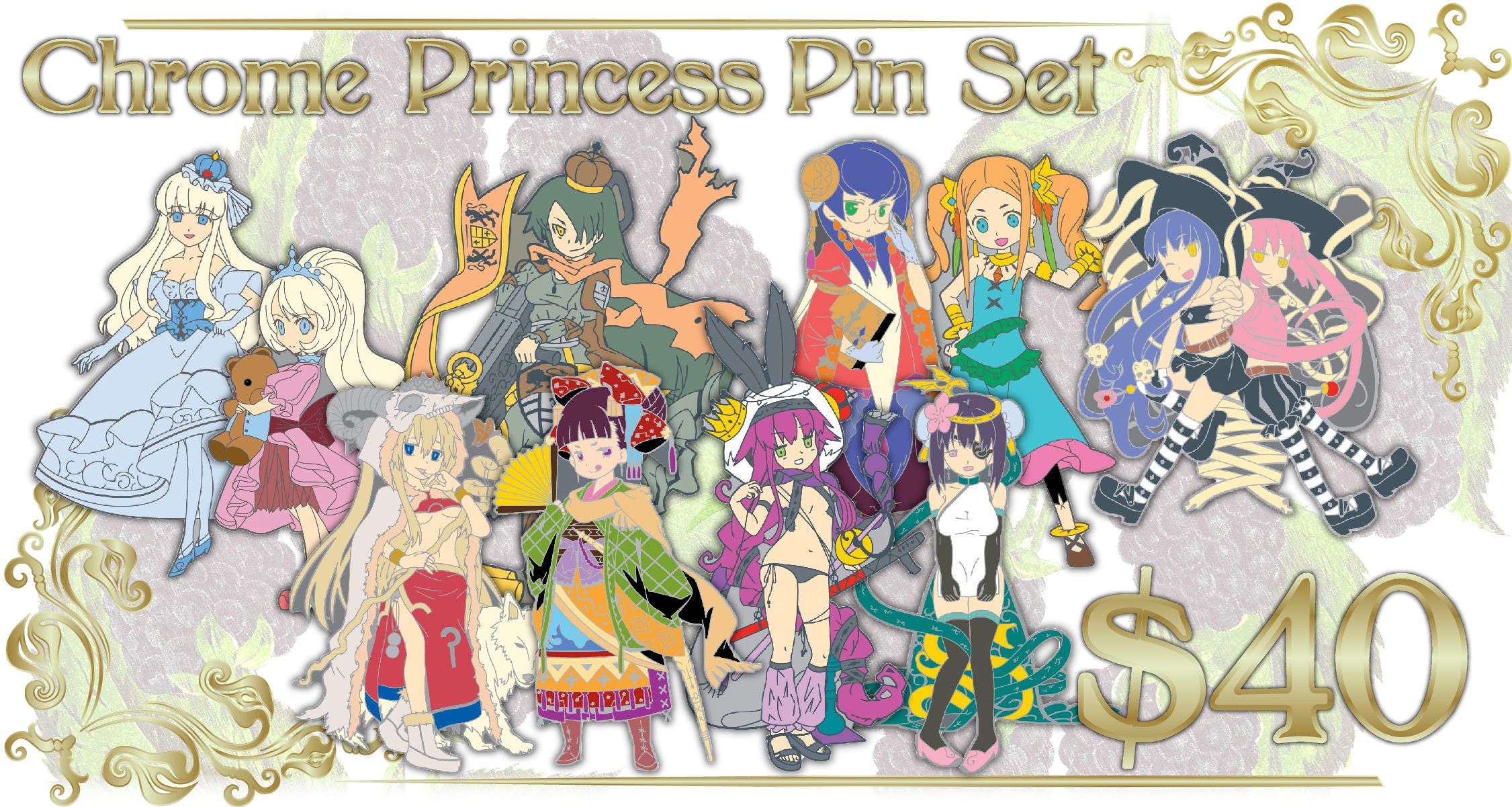 Japanime Games Show Off Your Favorite Princess Every Day With The Heart Of Crown Princess Pin Set You Can Now Add On This Beautiful Chrome And Enamel Set To Your Pin