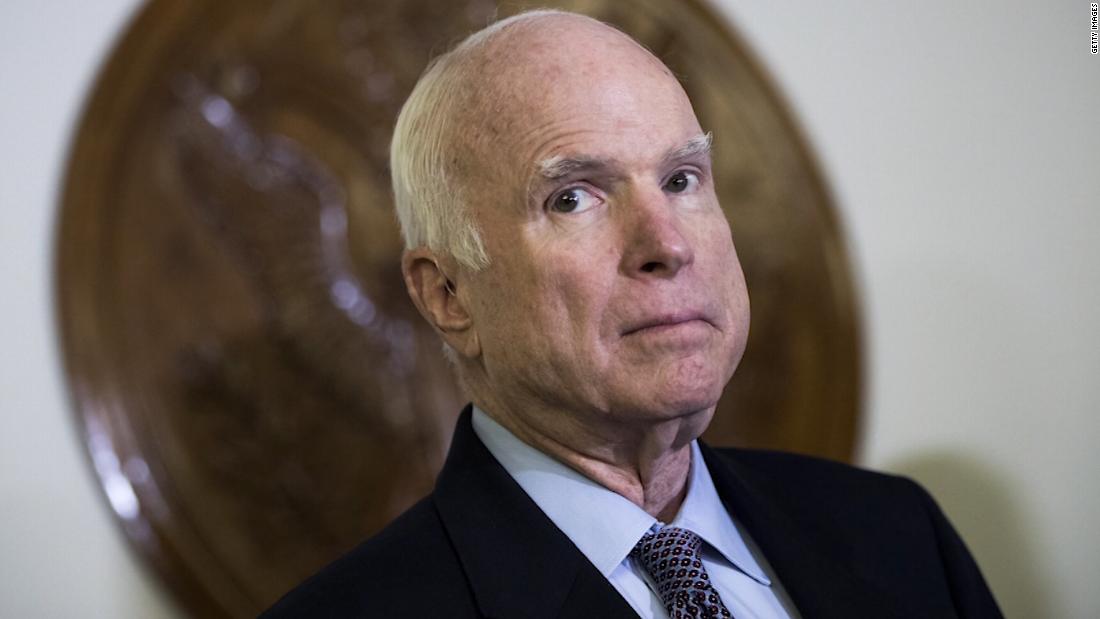 CNN's tweet photo. Arizona Republican Sen. John McCain, who has has been undergoing treatment for a brain cancer diagnosis in his home state since late last year, is hospitalized in stable condition after undergoing surgery for an intestinal infection, his office said https://t.co/xWxv3Wh4wr https://t.co/V2pLR8VVBw