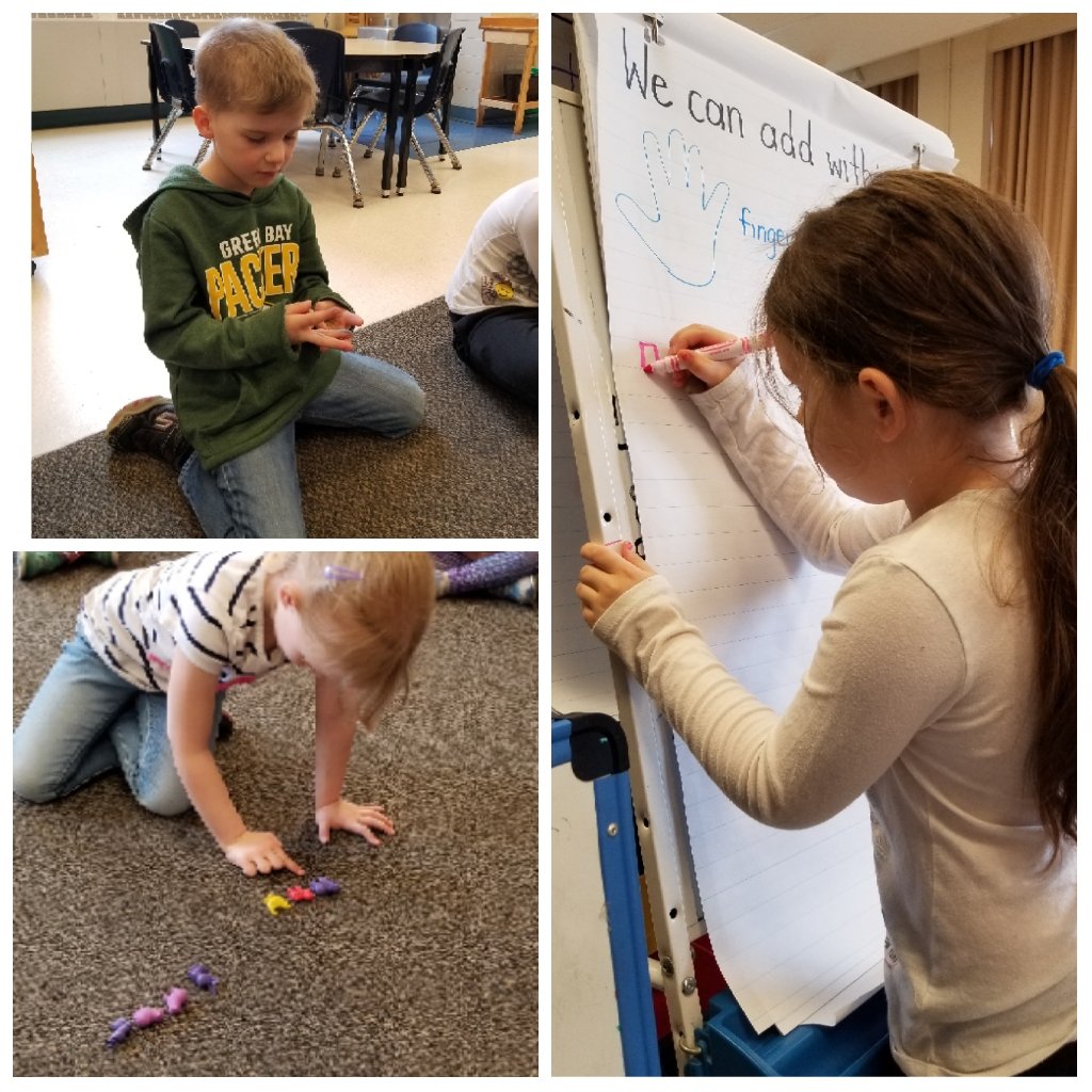 MrsBouwmeester's tweet photo. Finding new ways to #add everyday! We can use #manipulatives, our #fingercounting, #pictures and #10frames #math https://t.co/1Z5RwY8wOR