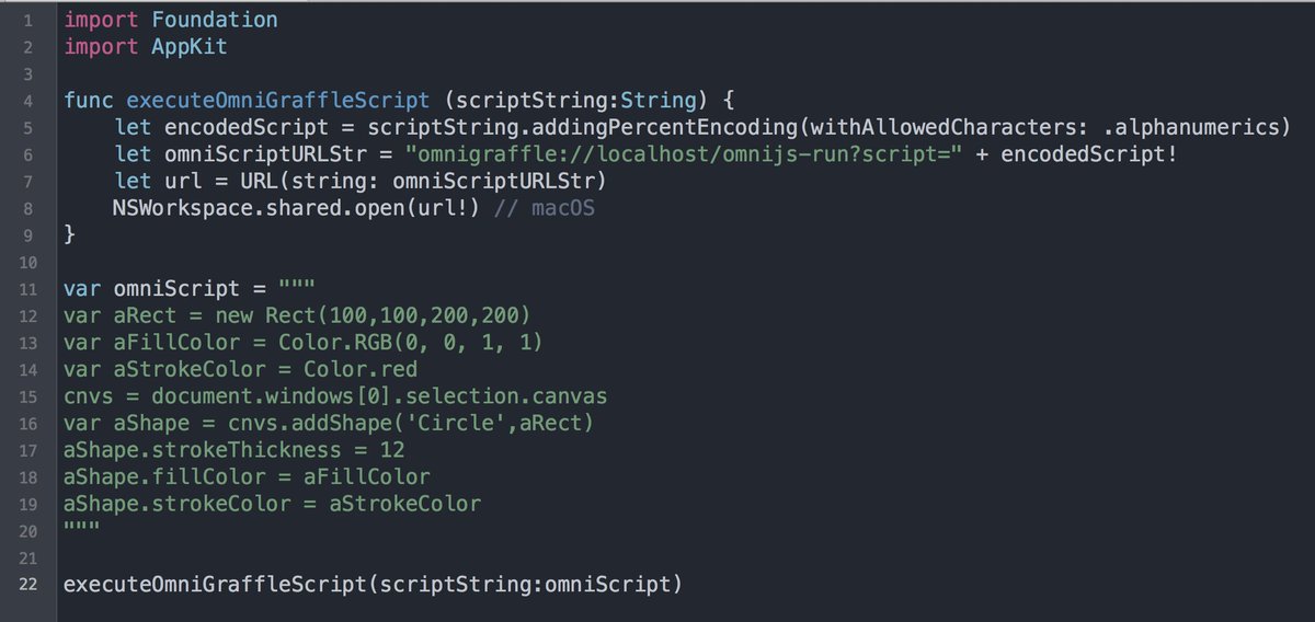 MACAUTOMATION's tweet image. Executing an Omni Automation script using #SwiftLanguage on macOS.