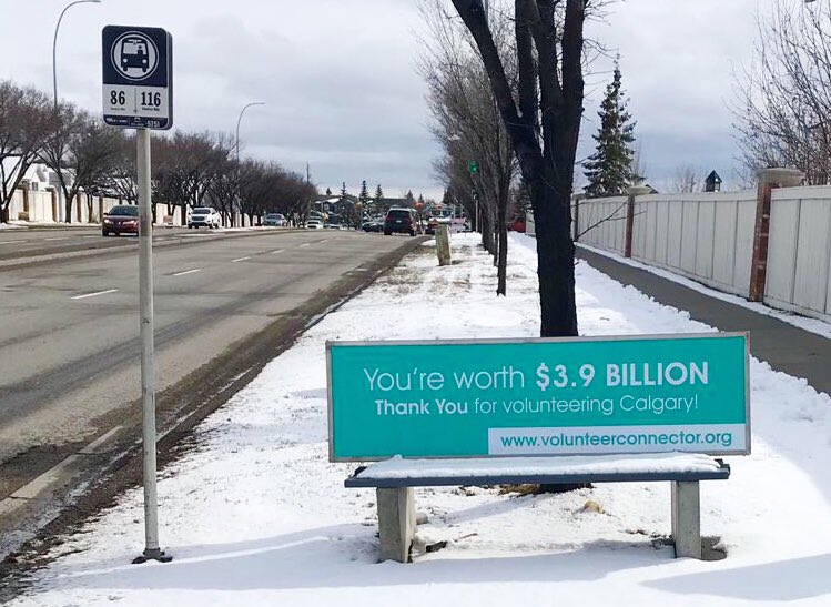 Calgary! Did you know your volunteerism is worth $3.9B to our local economy? We couldn’t rock this city without you! #thankscalgary 
Snap a selfie with our benches for #NVW2018 and tag @VolunteerCal