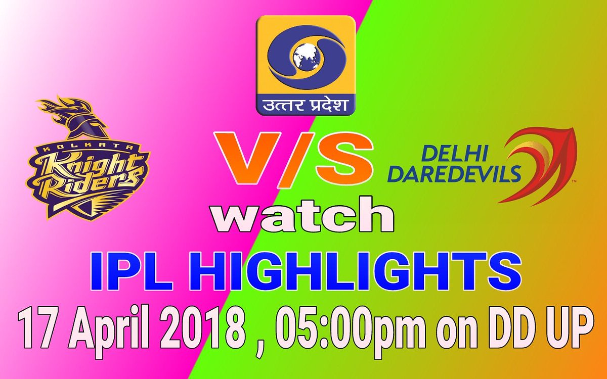 DDUttarPradesh's tweet photo. Watch #IPLHighlights2018
Telecast date & time :- 17 April 2018
Evening at 05:00pm to 05:30pm
Only on DD UP
Highlights of match between #KKRvsDD https://t.co/QrVcMhBNAD