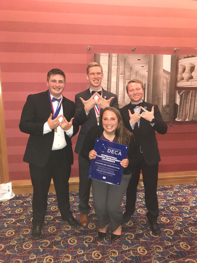 LCAwhitewater's tweet photo. Brothers Herzberg, Zalewski, and Dickinson and Sweetheart Leah Zimmerman competed at the International Career Development Conference for Collegiate DECA over the past week. https://t.co/AAtAGX7zSK