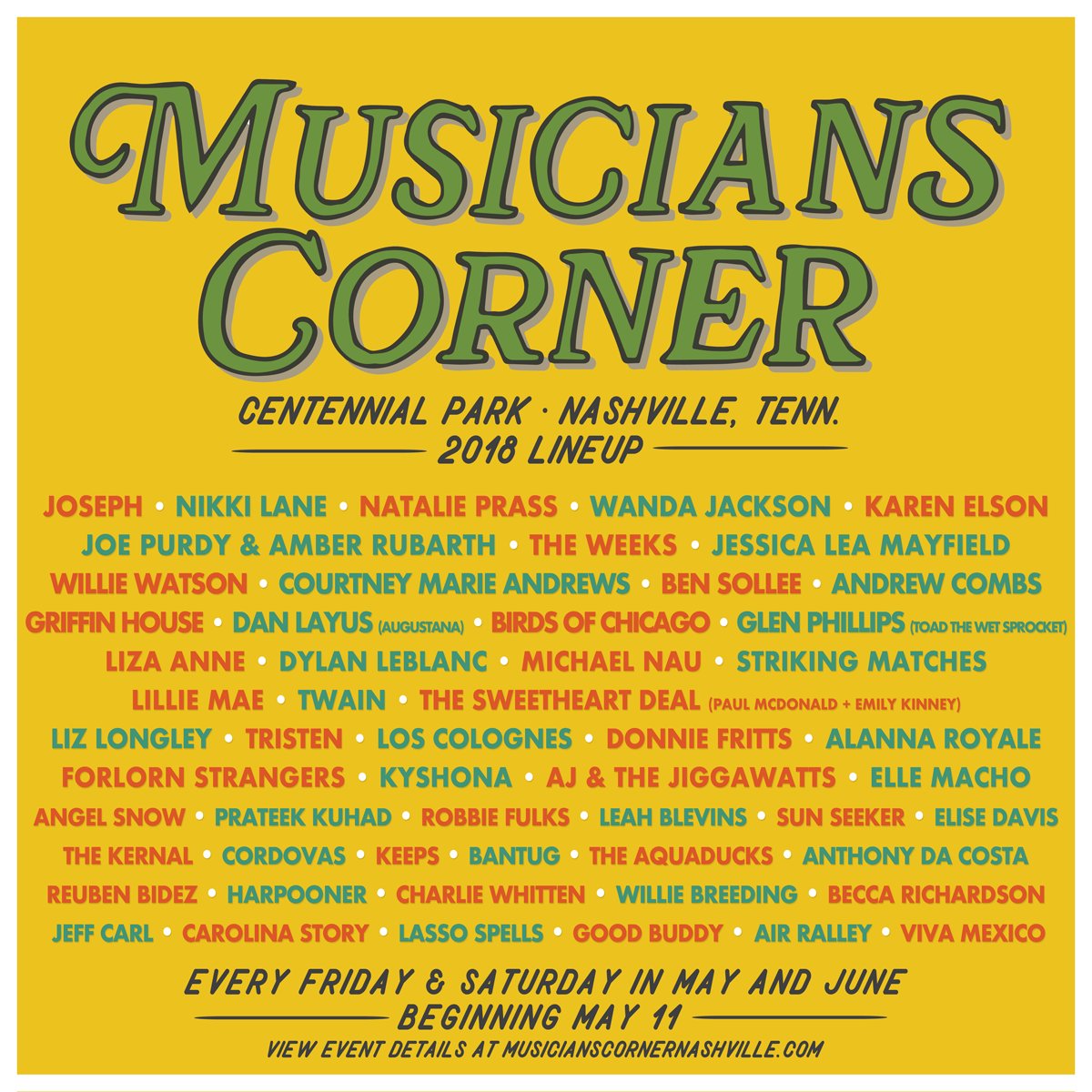 This years <a href="/MusCornerNash/">Musicians Corner</a>  just announced it's line up &amp; I'm excited to say <a href="/ellemacho/">ELLE MACHO</a> will be playing June 16th. It's Family Friendly music in the park and it's FREE FREE FREE so slap it in your calendars and come on out June 16th. hope to see you there :)