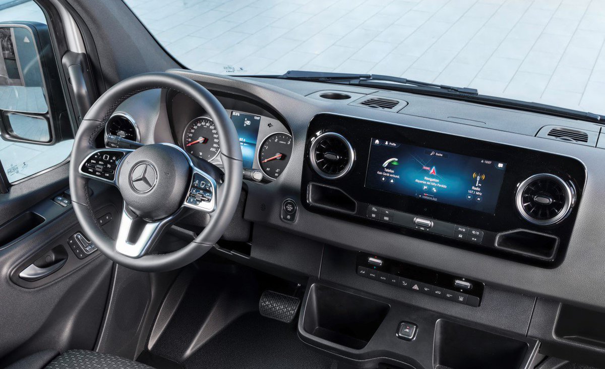 DaimlerTruck's tweet photo. This is not just a new large van! With it’s path-breaking technologies such as #MercedesPRO, #MBUX, innovative assistance systems, modern design and 1.700 variants, the #newSprinter remains the benchmark in its segment. https://t.co/LJk9DyQUy7 #Daimler #MercedesBenz https://t.co/7NxFIGYFGn