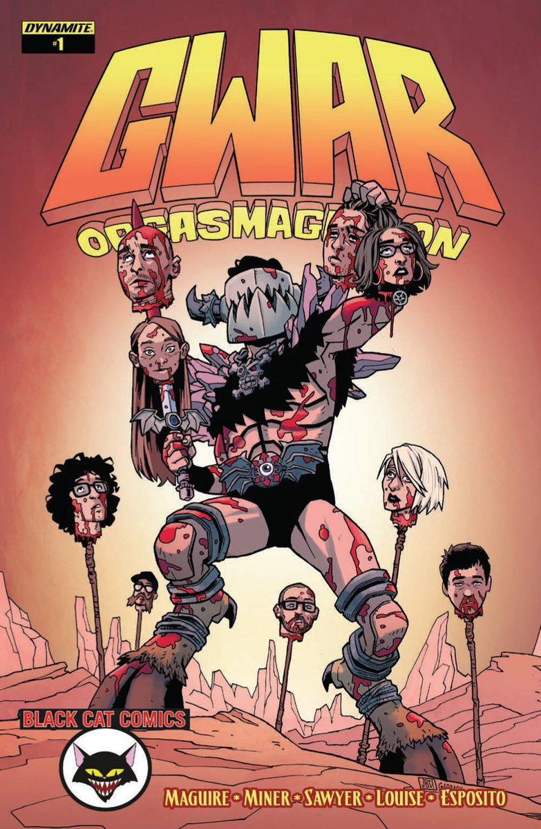 gwar's tweet photo. There are 32 different covers of #Orgasmageddon issue #1. Kill 4 birds with one stone and get the trade paperback (issues 1-4) at your local comic store. Exclusive covers, in order, for @2ndandcharles @blackcatcomics @BNWCOMICS @coastcitycomics #GWAR #gwART #GWARcomic https://t.co/ogVLUl6OA2