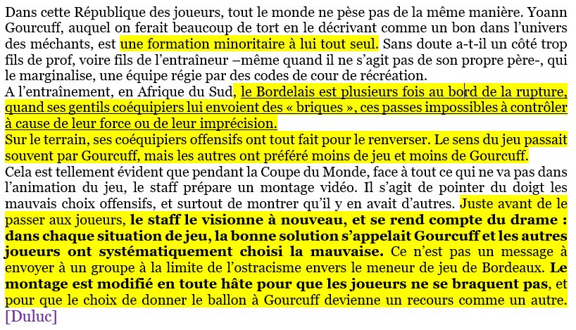 Le jeune meneur, isolé, est boycotté durant les entraînements où il ne reçoit que des « briques » (passes sabotées) et durant les matchs; mais le staff, apeuré, ne veut pas contrarier les joueurs et modifie son montage vidéo qui donnait raison au Breton.