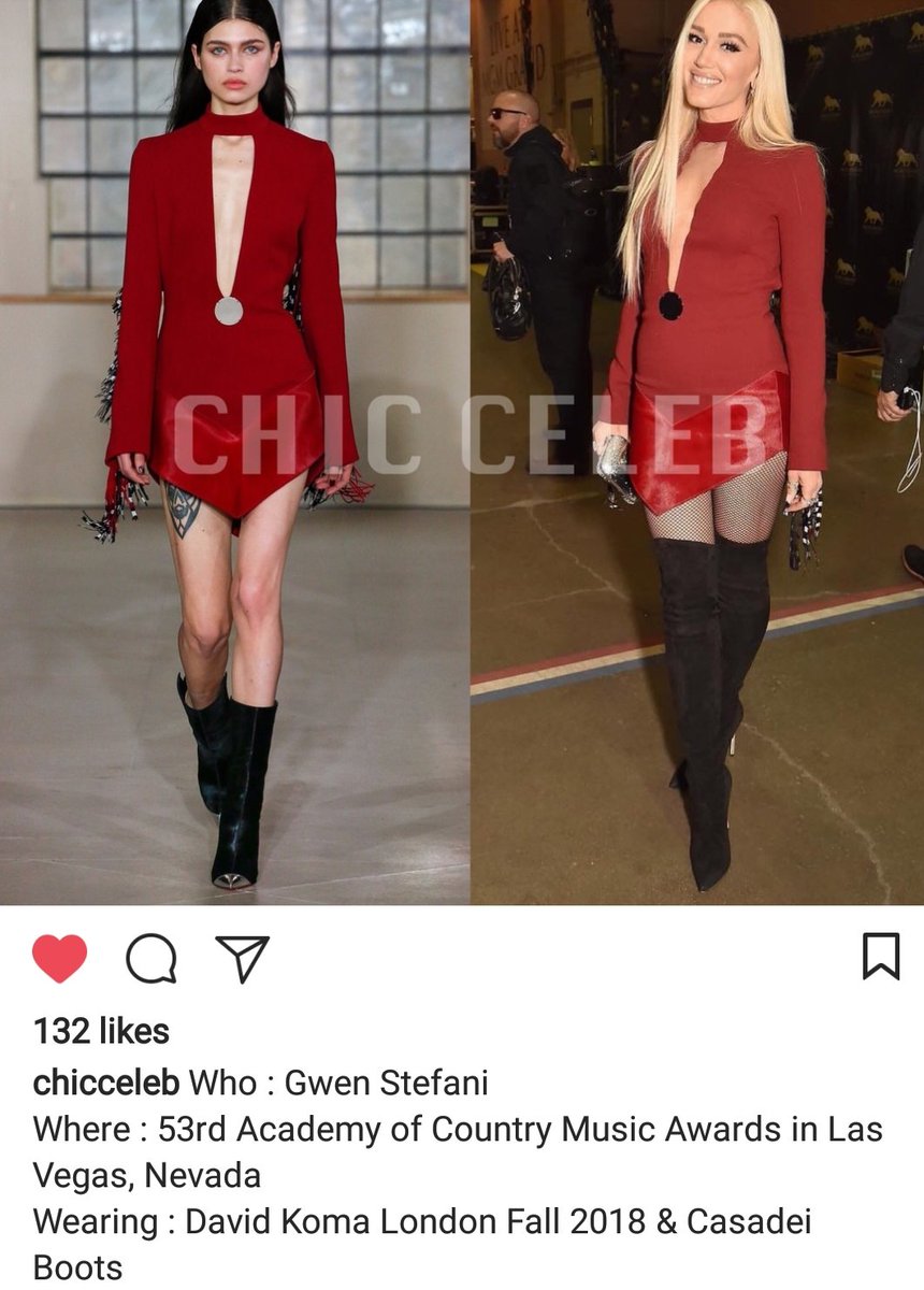 LizJustLiz80's tweet photo. Gwen Stefani style from #ACMs broken down. She looked fabulous like always. Her triangle black tip nails and dress with her prefered black fishnets and black boots❤
#JustAGirl
#fashion
#iconic
#davidkoma
#fall2018collection
#ACMAwards
credit ig @chicceleb @gwenstefani https://t.co/gJbY2EfD22