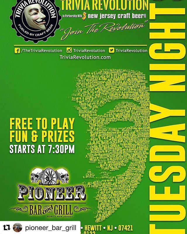 TriviaRevolutio's tweet photo. #Repost @pioneer_bar_grill with @get_repost
・・・
Trivia Revolution starts tomorrow!! #thePio #trivia #trivarevolution @triviarevolution #notyouraveragetrivia #gamenight #triviatuesday https://t.co/f0PBiRVEIK https://t.co/SZSnv2cpWx