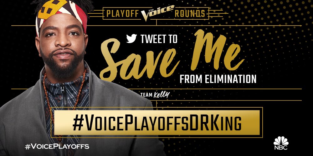 DRKingnyc's tweet photo. Retweet to save me #VoicePlayoffsDRKing https://t.co/gBOPdWwKGz
