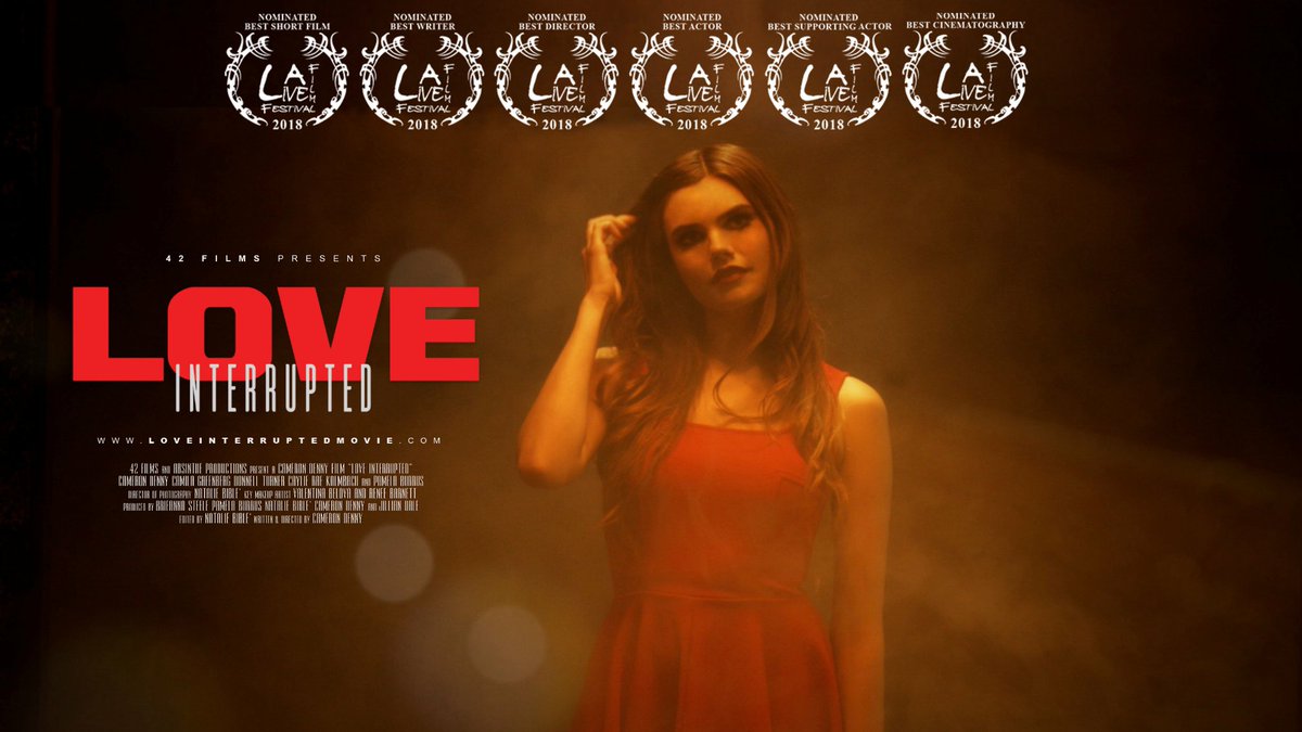 filmfestlalive's tweet photo. @Lovelnterrupted NOMINATED 
BEST SHORT FILM  🏆
Natalie Bible'
BEST DIRECTOR &amp; WRITER 🏆
@Cameron_Denny
BEST ACTOR 🏆
@Cameron_Denny
BEST SUPPORTING ACTOR  🏆
@donnellturner1 
BEST CINEMATOGRAPHY 🏆
@NatalieBible
 @CamilaGreenberg @Steele_Brieanna 
@SaferPassages @AbsintheProd https://t.co/oXZoMbeJov