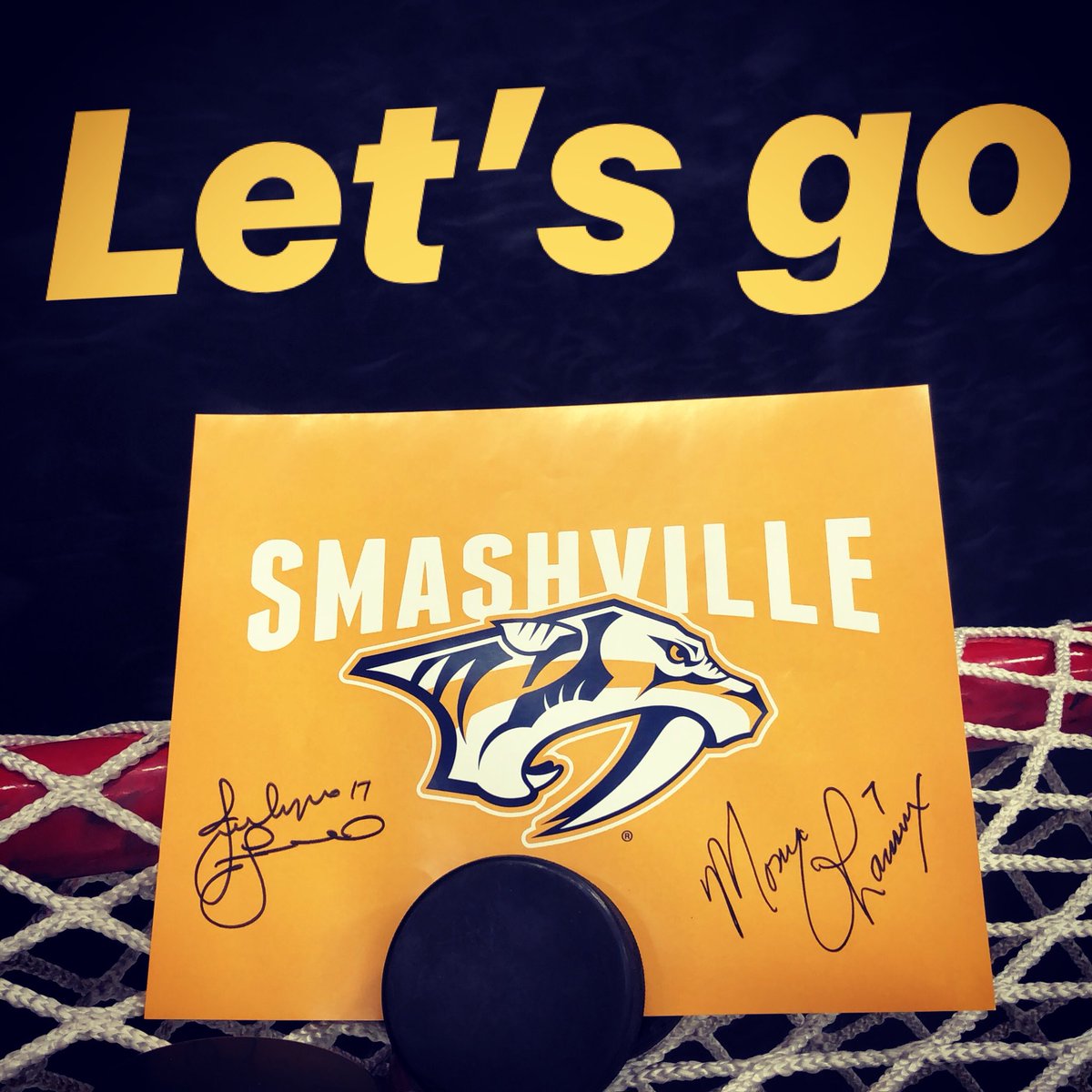 BreakawayTN's tweet photo. .@PredsNHL take on the @Avalanche tonight in Game 3 of the first round of #stanleycupplayoffs! Can’t wait for puck drop #letsgopreds (P.S. We spy two awesome signatures...) https://t.co/AO202n92D6