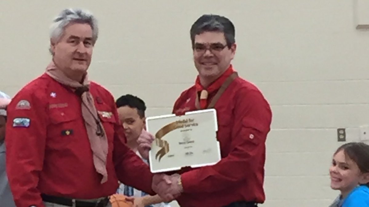 2ndBBScouting's tweet photo. #scouter Craig Green receives the Medal for Good Service to #scouting https://t.co/SRww4bFQwx
