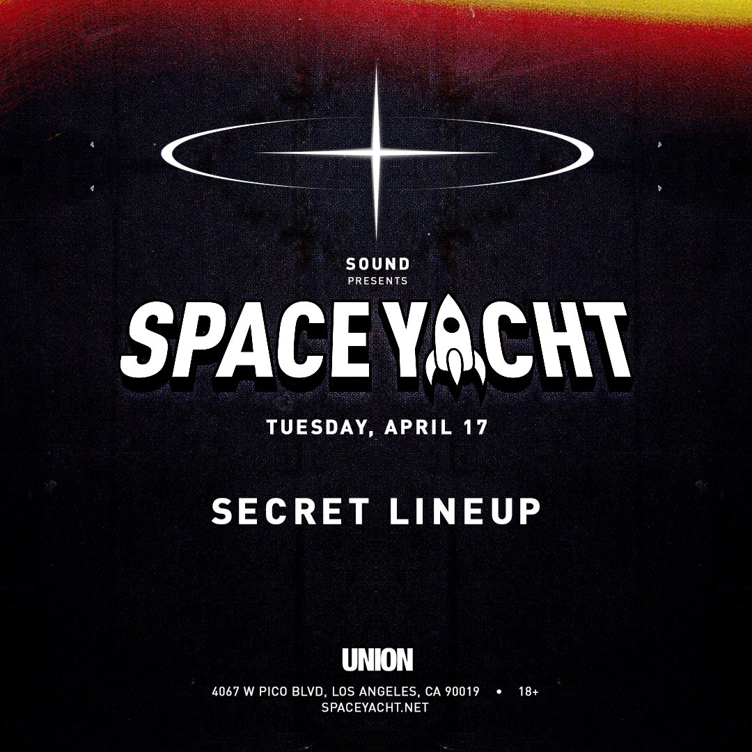 DoLA's tweet photo. 🚀 Tomorrow Night! 🚀

We heard that @spaceyacht is going to be SO out of this world full of #SecretGuests that they had to move venues to @UnionClubLA 💫

Will you be there?! 👾
https://t.co/3C5WN4Nhqm

#SpaceYacht #DoMusic #EDM #DoLA https://t.co/dPcAu58Ttb
