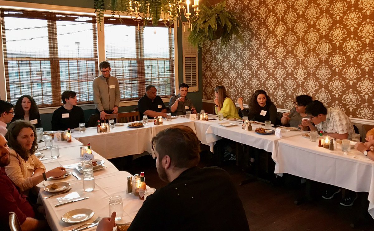 PhillyCHI's tweet photo. Thanks for coming out to our first #uxdinner of 2018! Hope to see you all at the design slam and #ux quizzo during #PTW18 https://t.co/V6P5hf9e99