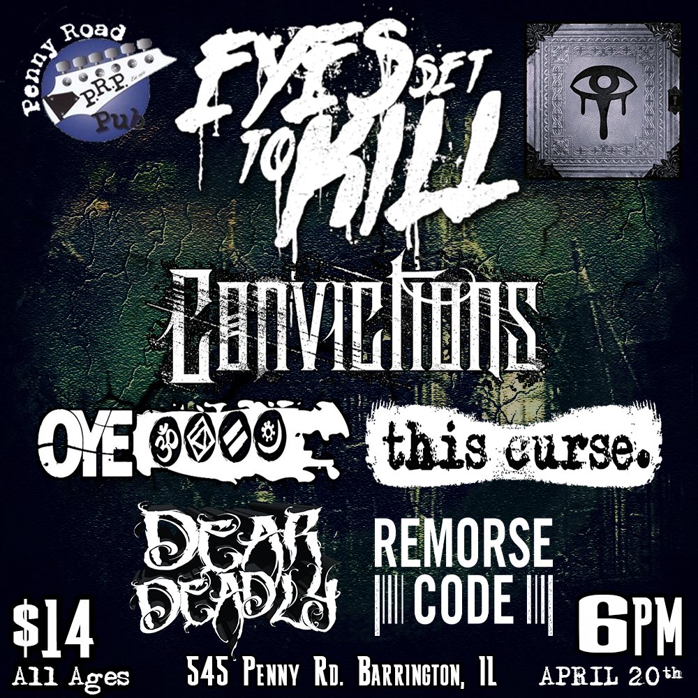 DearDeadlyBand's tweet photo. UPDATED LINE-UP!!! Open Your Eyes, This Curse, Remorse Code and Somewhere Called Home no also playing this Friday at Penny Road Pub. #MetalMusic #concert #Chicago https://t.co/UFoJeLXYrF