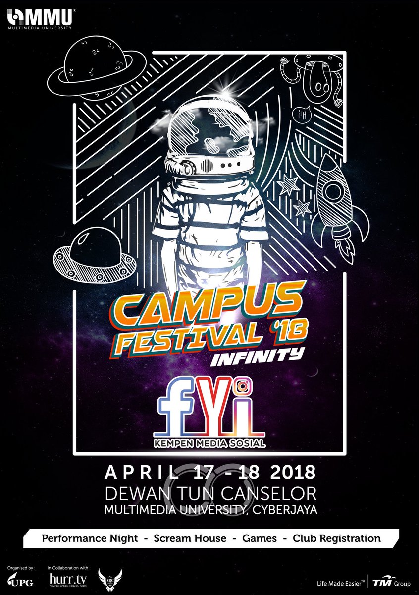 Voices_Debate's tweet photo. Let's scream out our second week of semester &amp; hype up the Campus Festival 2018 with the theme of infinity. Book your calendar on 17 &amp; 18 April 2018! 

#CFinfinity #campusfestival18 #multimediauniversity #mmucyber https://t.co/IYzrsXZwfx