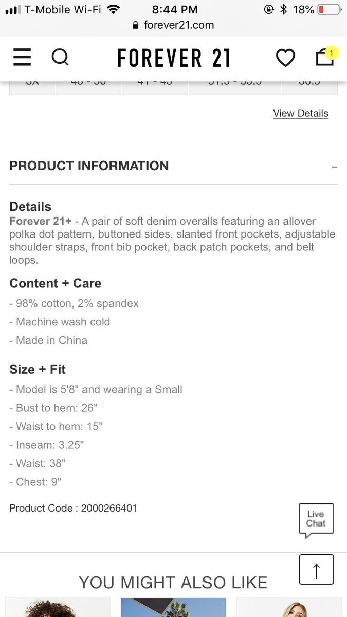 Forever 21 Small Size Chart