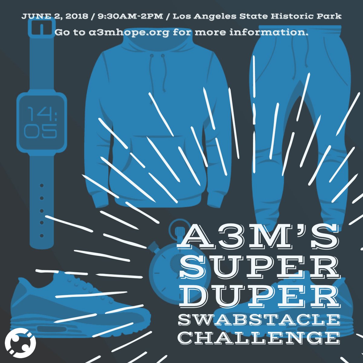 CAUSEusa's tweet photo. Join @a3mHOPE’s mission to grow the marrow donor registry at the first annual obstacle course fundraiser! #ReadySetSwab
9:30AM - 2PM
June 2, 2018
Los Angeles State Historic Park
Learn more at https://t.co/Pn800McZOv https://t.co/eUTVl6HaNj