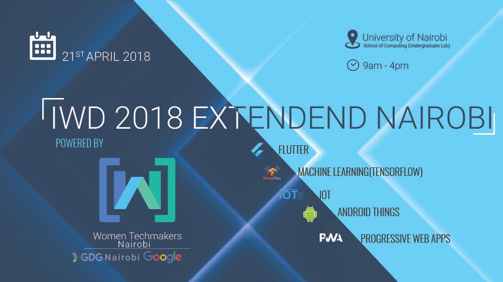 #IWDExtendedNairobi
#IWD18
<a href="/WomenTechmakers/">Women Techmakers</a> 
Four days to go