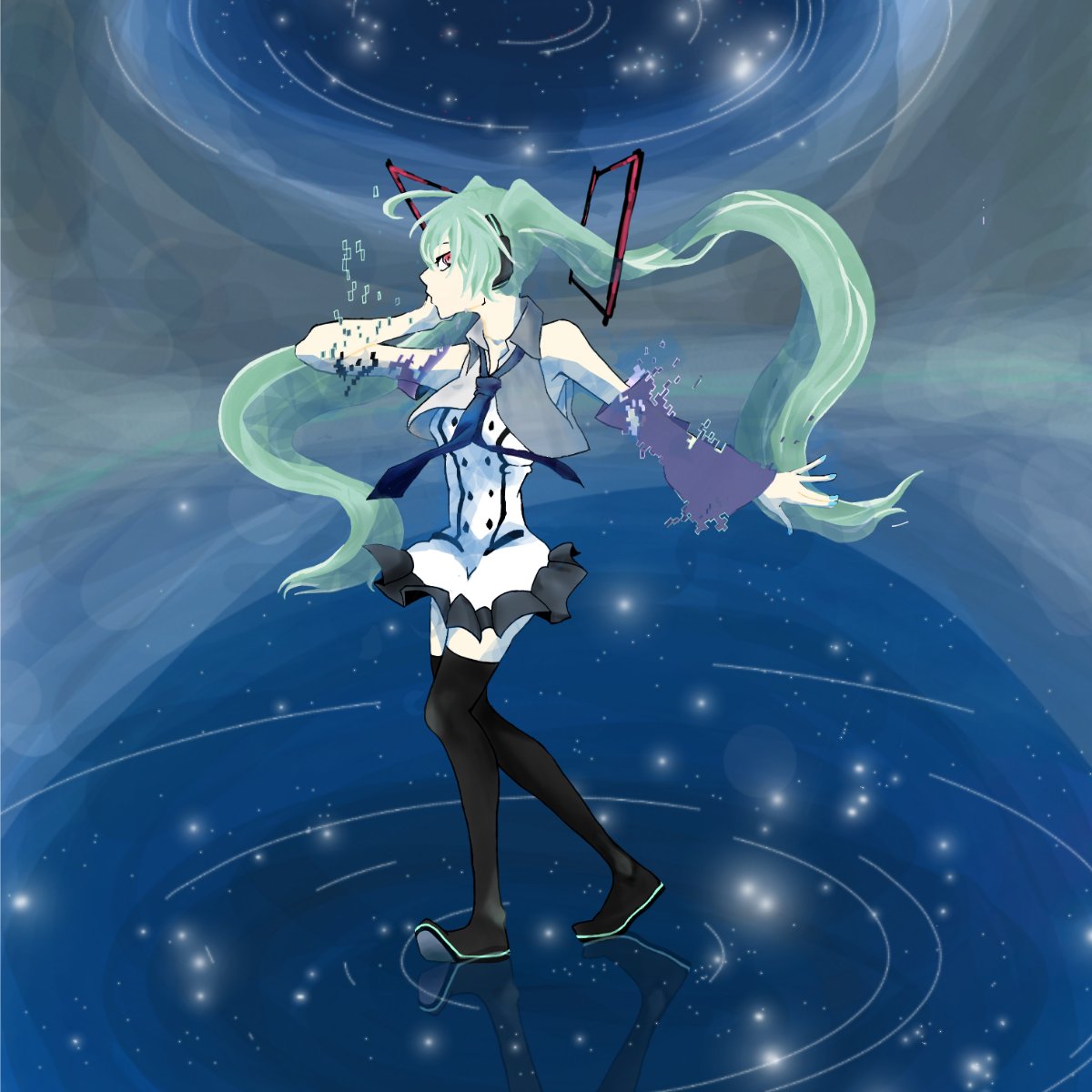 初音ミク 「星空のしたで 」|雪峰(ゆきみね)こんぺいとうのイラスト