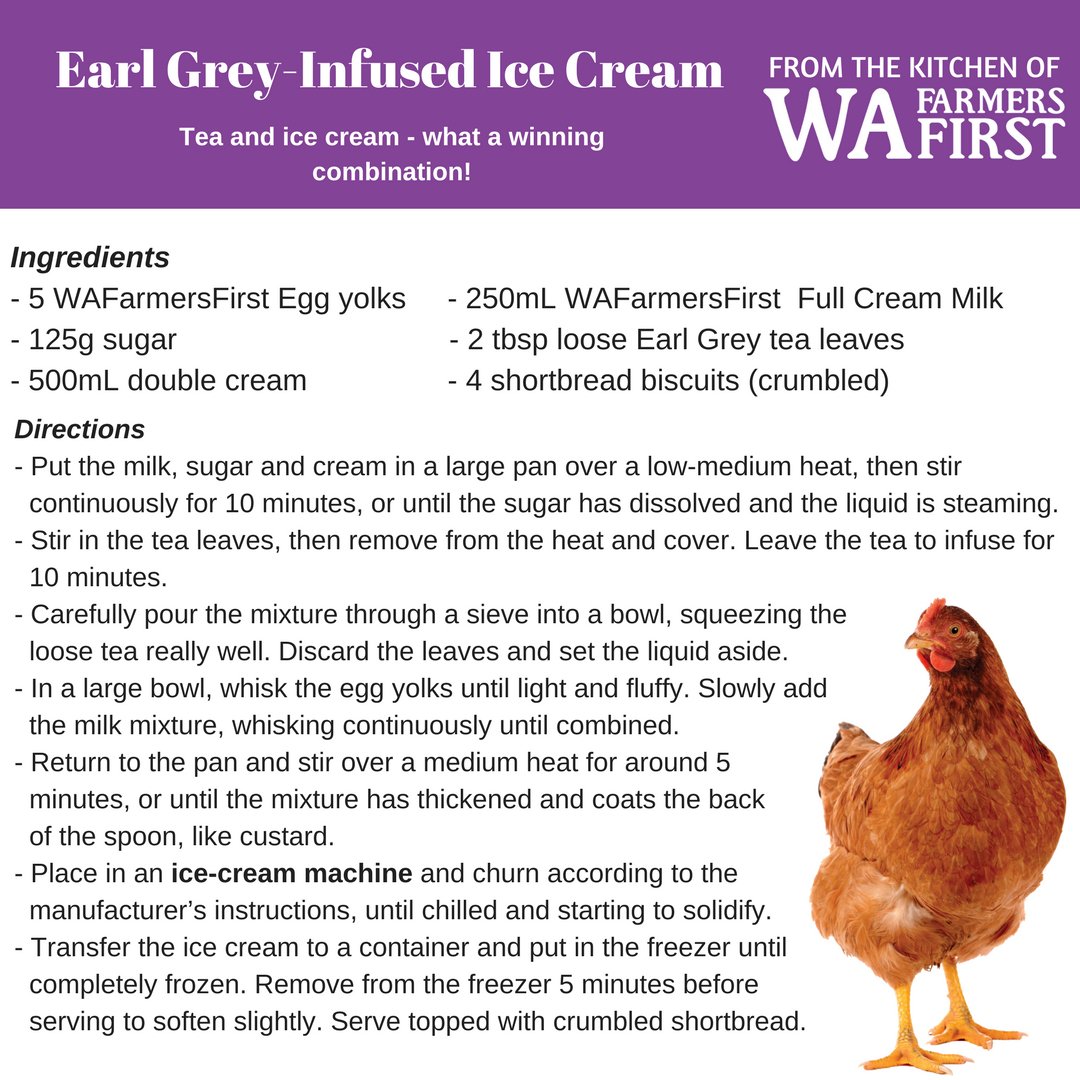 WAFarmersFirst's tweet photo. #EarlGrey is such a versatile flavour of tea. Try this delicious #tea infused #icecream made using #WAFarmersFirst #Eggs and #Milk for real treat ๐ฅ๐ฅ๐ฆ #timefortea #teatime #iscreamyouscreamweallscreamforicecream #threethirtyitis https://t.co/hQwxQoOzDM