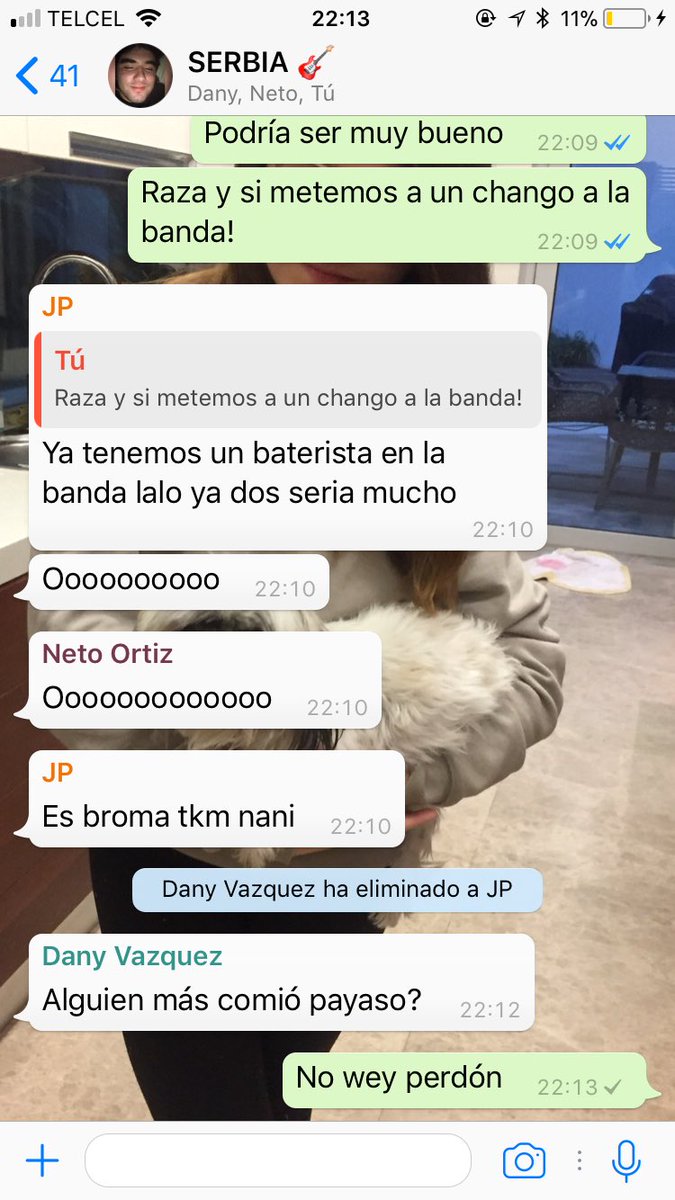 No se metan con la Bestia <a href="/danielvadlp/">itsdanythebeast</a>. Así es estábamos discutiendo si entrenábamos a un chimpancé y lo metíamos a la banda a tocar. <a href="/jp_buba/">jp_buba</a> <a href="/NetoRoxs/">Netoroxs</a>