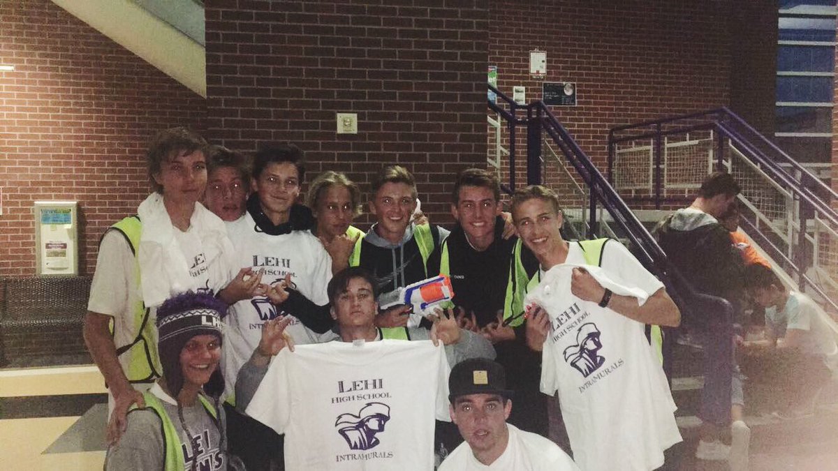 OfficialLehi's tweet photo. Intramural champs-the tennis boys. Way to kill it boys and thank you @BlasterTag for being fantastic hosts!! ps don’t forget to follow them bc they’re awesome https://t.co/WG5pNX17Mq