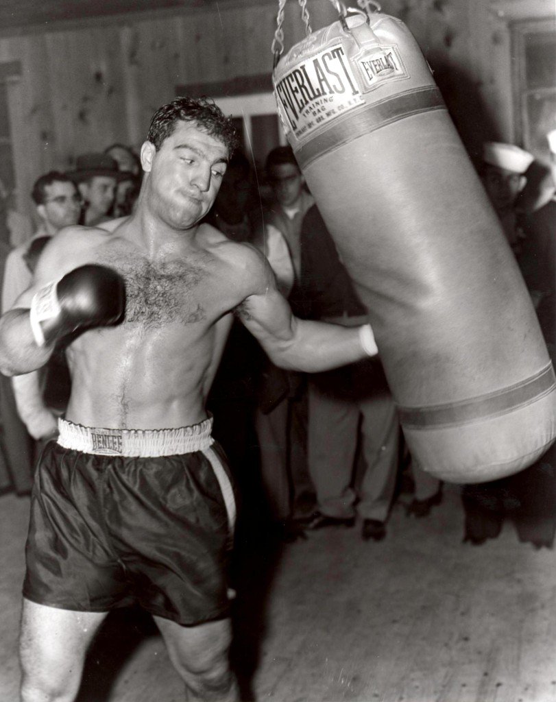 BoxingHistory's tweet photo. Future heavyweight champion Rocky Marciano trains to fight former champion Joe Louis in 1951 #boxing #history https://t.co/Z9cdygJQW5