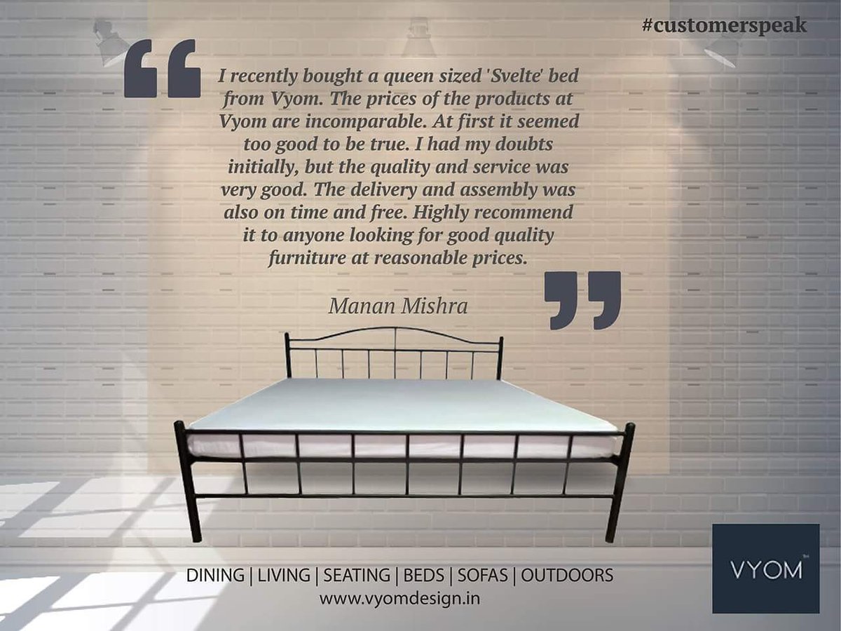 VyomDesign's tweet photo. Every word of appreciation helps us. At VYOM, we believe in a client-first approach. More on our #customerspeak here - https://t.co/bUaqhhpy3R
#furniture #furnituredesign #interior #furniturestudio #vyom #vyom #beds #living #bedroomdecor #happycustomer  #customerappreciation https://t.co/jK9DKjVRl5