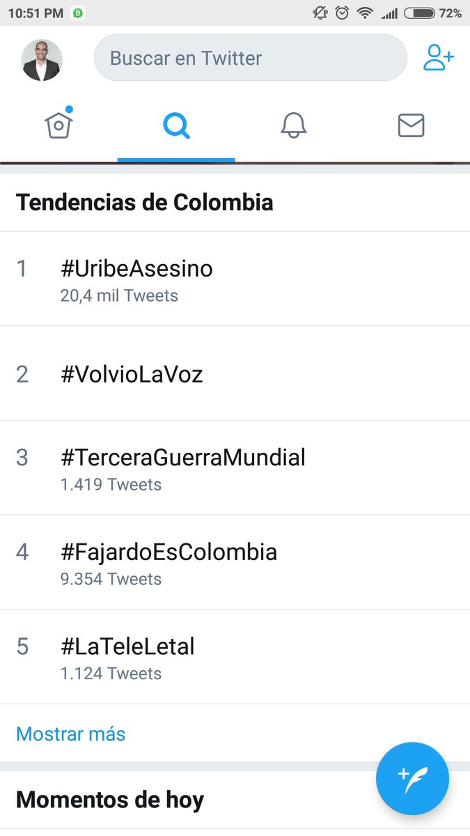 DavidAnguloCo's tweet photo. Entrar a Twitter y ver el trending topic #UribeAsesino como #1 hace recobrar un poco la confianza en el país😊 https://t.co/TJmf3jykB9