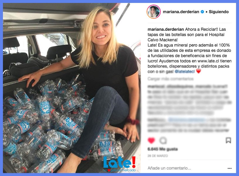 Nuestra Late amiga <a href="/MarDerderian/">Mariana Derderian</a> lleva todas sus botellitas de Late! al reciclaje. Un gran ejemplo, porque juntos debemos ayudar al medioambiente. =)