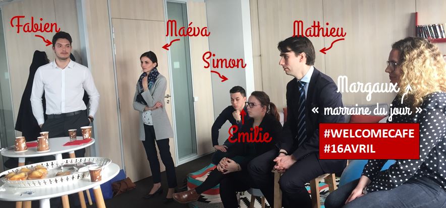 ChrysteleLe's tweet photo. #WelcomeCafe☕️✨: Bienvenue Emilie, Simon , Maéva, Mathieu  et Fabien #Recrues2018 @JaimeCMArkea @cmarkea #Merci Margaux la marraine du jour 🤩 https://t.co/8JyYfTVt1y