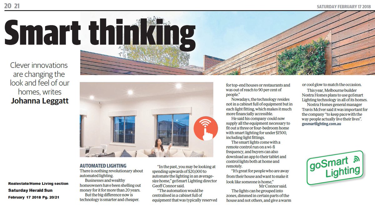 goSmartLighting's tweet image. Read all about it! Herald Sun include goSmart Lighting in a recent story about Smart Thinking @home. Have a read for yourself - bit.ly/2H6h8hY
@MetriconHomes
