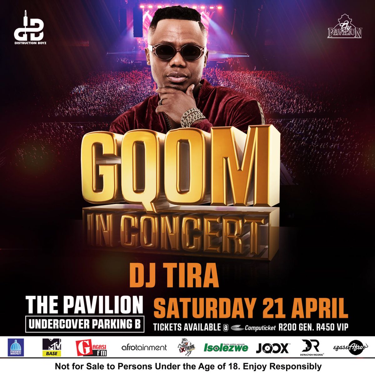 AfroTainmentSA's tweet photo. #GqomWeek #GqomConference 18 & 19 April at Moses Mabhida Stadium and #GqomInConcert at Pavilion Shopping Centre Durban #21April !!! Catch @DJTira x @DJFreshSA x @black_motion x @DJSOXsa Live on Stage !!! #NoRush #Pakisha https://t.co/XkQ5Knb2k1