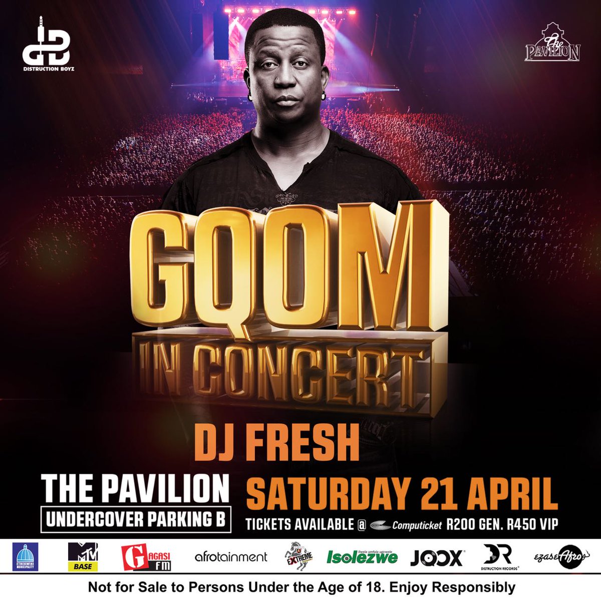 AfroTainmentSA's tweet photo. #GqomWeek #GqomConference 18 & 19 April at Moses Mabhida Stadium and #GqomInConcert at Pavilion Shopping Centre Durban #21April !!! Catch @DJTira x @DJFreshSA x @black_motion x @DJSOXsa Live on Stage !!! #NoRush #Pakisha https://t.co/XkQ5Knb2k1
