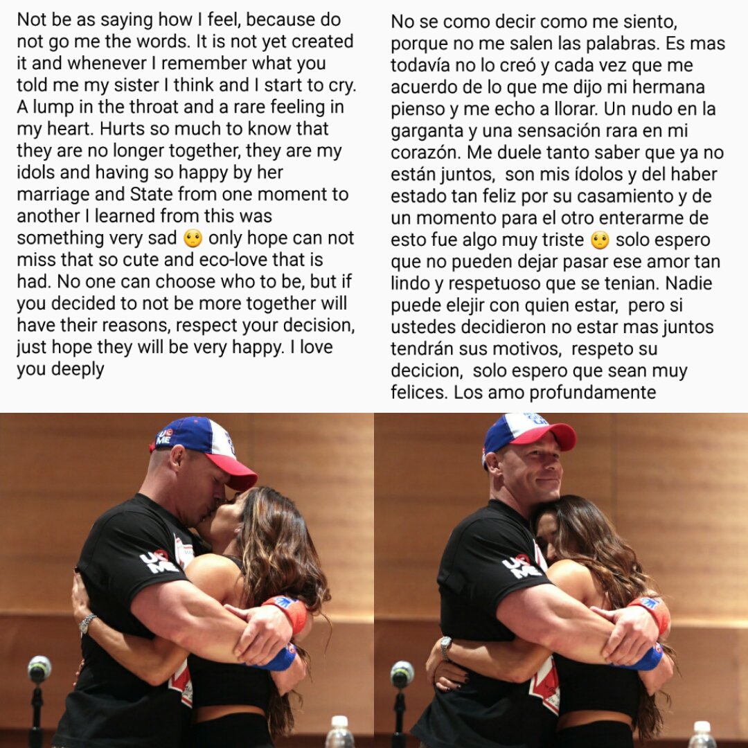 JohnCena_Arg's tweet photo. I love them!  I hope they will be very happy and thank you for making me so happy - Candelaria - 😢😔💔💕 #StayFearless #NikkiBella #BellaArmy #FearlessNikkiBella #NeverGiveUp #JohnCena #Nena #WWE #WWEArgentina https://t.co/pYdEGLbuY9
