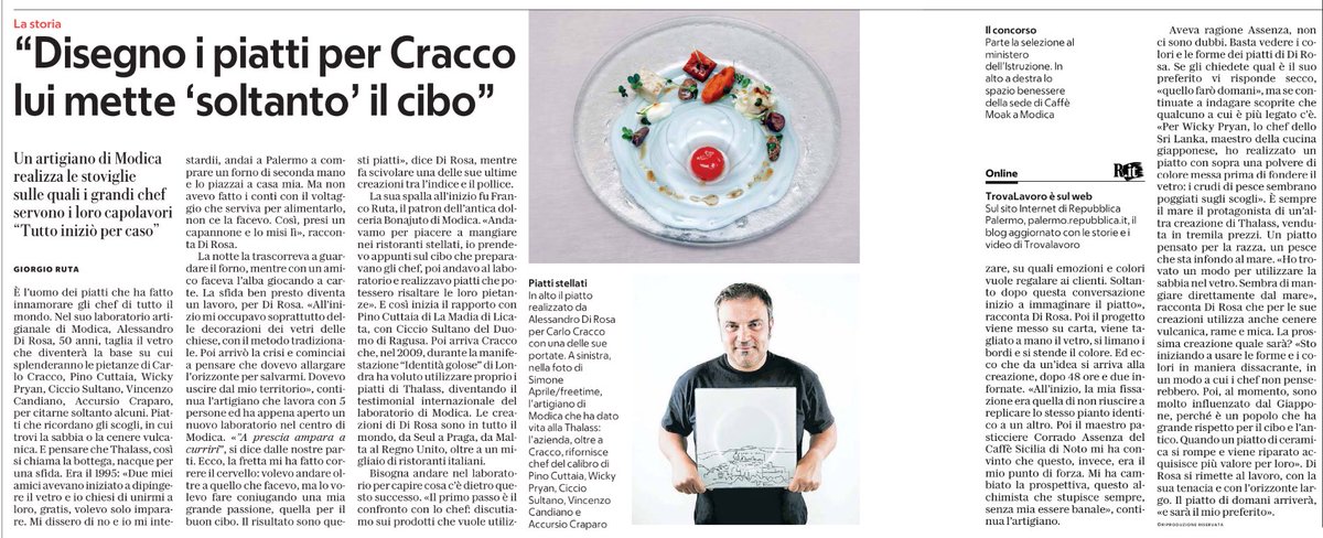 CarloOttaviano's tweet photo. A Modica c’é un artigiano che fa piatti per grandi chef (anche @craccocarlo @cicciosultano @PinoCuttaia). Ne scrive @GiorgioRuta1 su @rep_palermo. Nel 2010 mi portó da lui l’indimenticabile Franco Ruta @bonajuto, talent scout del meglio della Sicilia https://t.co/3lt0tQarqg