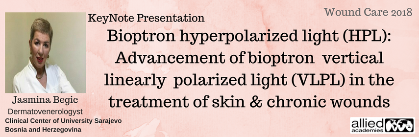 WoundCareConf's tweet photo. Keynote presentation #Bioptron hyperpolarized light (HPL): Advancement of bioptron vertical linearly polarized light (VLPL) in the treatment of #skin & #chronicwounds by #Jasmina_Begic #Sarajevo_University #BosniaandHerzegovina @Woundcare2018 More visit: https://t.co/ghqhZ9kkrD https://t.co/6bsdMFoAk3