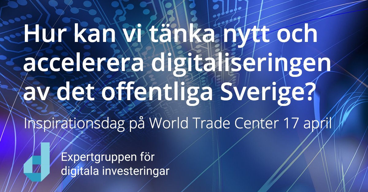 DigiRadet's tweet photo. Hur kan vi tänka nytt och accelerera digitaliseringen inom offentlig sektor? Idag medverkar @DigiRadet när @expertgruppen arrangerar en fullspäckad inspirationsdag. Alla föredrag kommer filmas och kan ses i efterhand. https://t.co/2ZkFtNHKx4 https://t.co/AlwWyu7sK9