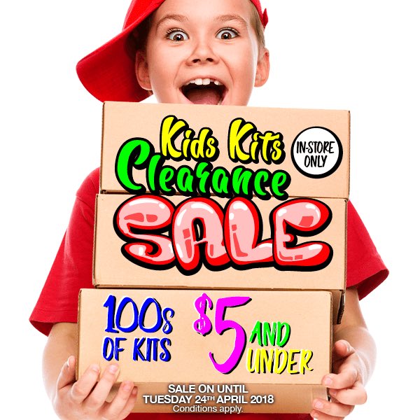 riotstores's tweet photo. Get Kids crafting with one of the 100s of Kids Kits in our Clearance Sale. Hurry in, only available in-store until Tuesday 24th April 2018. https://t.co/BEoadSbP79