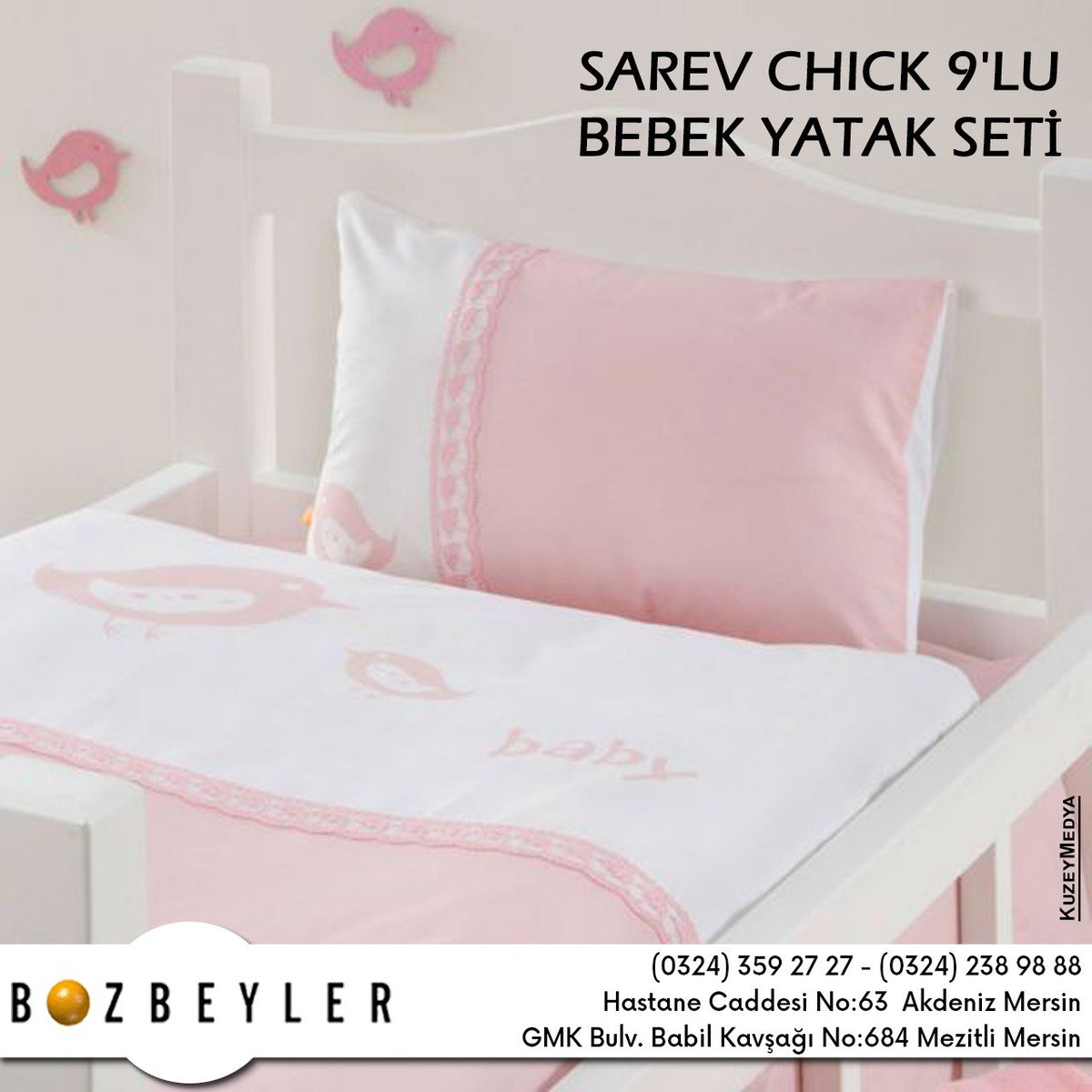 Bebeğinizin uykusuna ve rüyalarına eşlik edecek Sarev Chick yatak seti 249.90 TL'lik fiyatıyla Bozbeyler mağazasında
#bozbeyler #mersin #sarev #sarevstyle #babys #yatakörtüsü #pink #blue #babysleep #sleep #kuzeymedya #room #home #room #bozbeylerexclusive