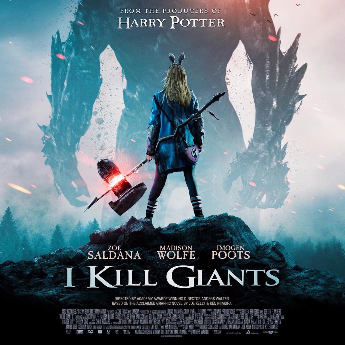 STUDIOLEQUIPE's tweet photo. 20h30 #IKillGiants with @zoesaldana
at @BIFFF_net @BOZARbrussels
Based on the novel by @JoeKellyMOA &amp; @ken_niimura
@Madison_Wolfe_ is BARBARA THORSON 
#StrongerThanWeThink 
@PeterBernaers @UmediaGroup @UmediaVFX @XYZFilms @1492PICTURES @RLJEfilms @iTunes
#Postprod #STUDIOLEQUIPE https://t.co/JqsHqqihtl