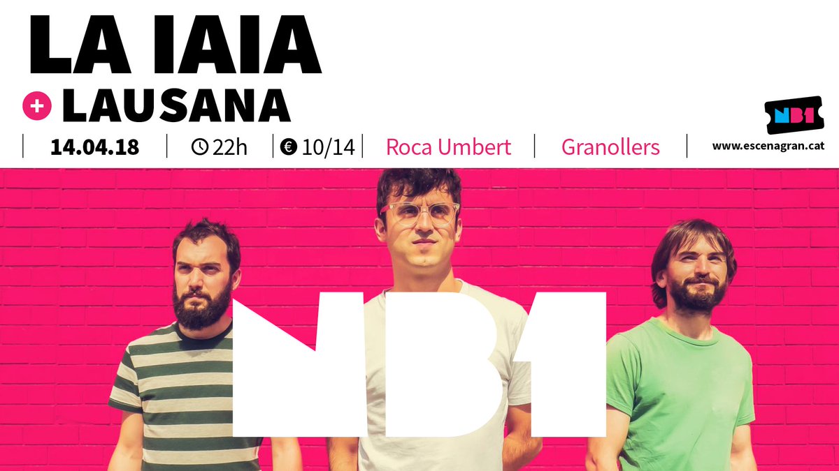 Ja podeu apuntar al calendari (amb retolador verd fosforito, que es noti bé) que el dia 14 d'abril (dissabte) toquem a la <a href="/SalaNauB1/">Sala Nau B1</a> de #Granollers amb @soclaiaia. 
👉ENTRADES: koobin.com/granollers/lai…
<a href="/CatalunyaRadio/">Catalunya Ràdio</a>  @iCatfm <a href="/feeelbtv/">feeel</a> <a href="/enderrock/">Enderrock</a> <a href="/lastexitmngmnt/">Luis</a> <a href="/radioarenys/">Ràdio Arenys</a>