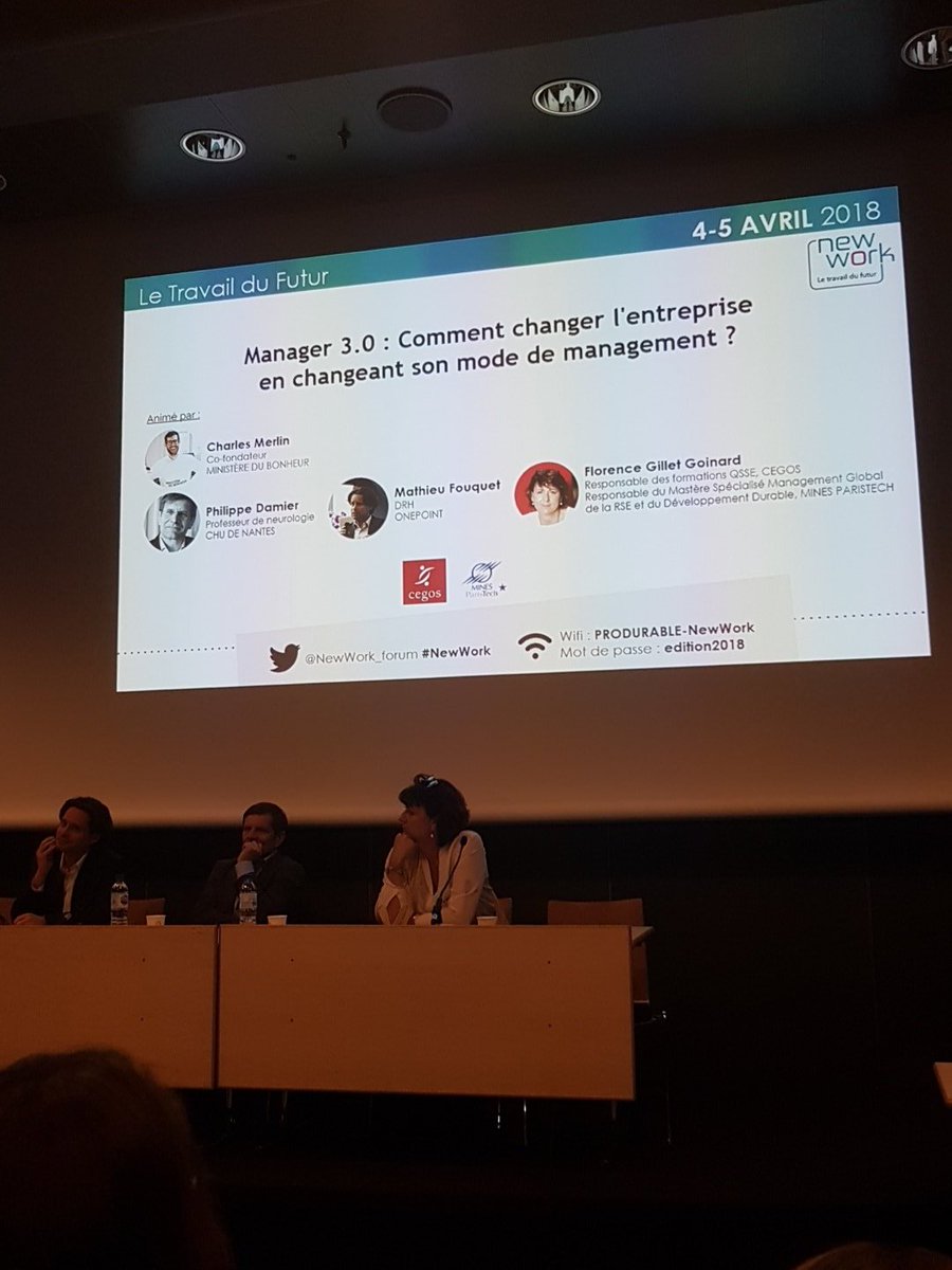 MargauxPignard's tweet image. Lancement de la table ronde #Manager30 : comment changer son entreprise et son mode de #Management avec @MinBonheur @PhDamier @onepoint et @Cegos #NewWork #Produrable2018