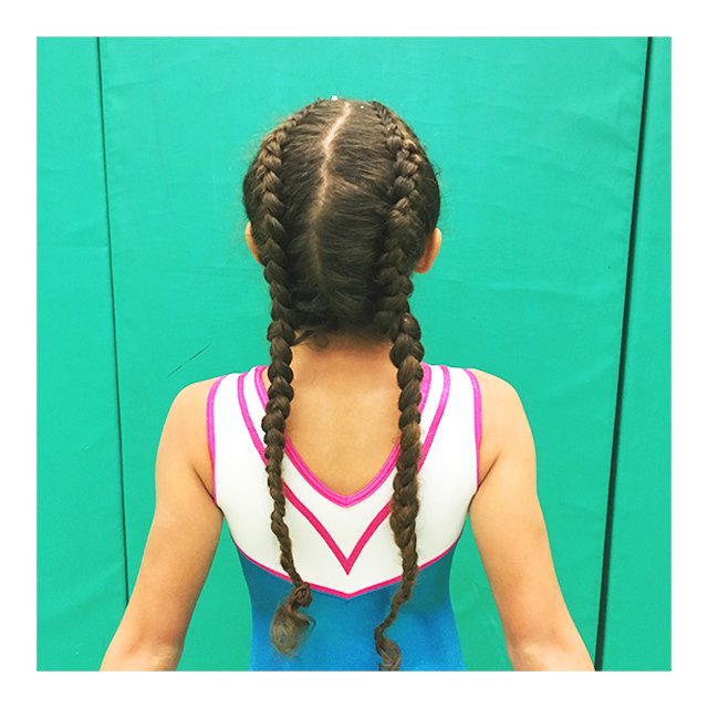 Quatrogym's tweet photo. French plait goals! 😍😍 What does everyone else do to their hair for training? #hair #competition #training #competitionhair #frenchplaits #plait https://t.co/OhGnXkEwjH