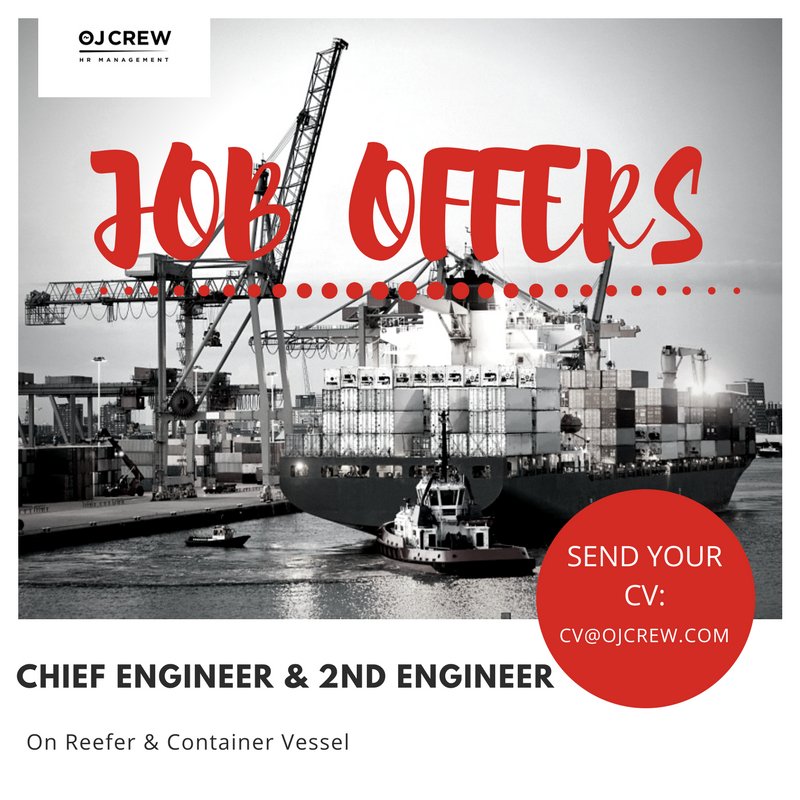 OffshoreJobs2's tweet photo. We are currently looking for experienced young Chief Engineer &amp; 2nd Engineer to work on Reefer &amp; Container Vessels.

Read full #job description: 
➡️ Chief Engineer: https://t.co/KPBTJa3RXE
➡️ 2nd Engineer: https://t.co/wnPMgKbTIY

Please send your CV: cv@ojcrew.com https://t.co/WRdEX5Qp7R