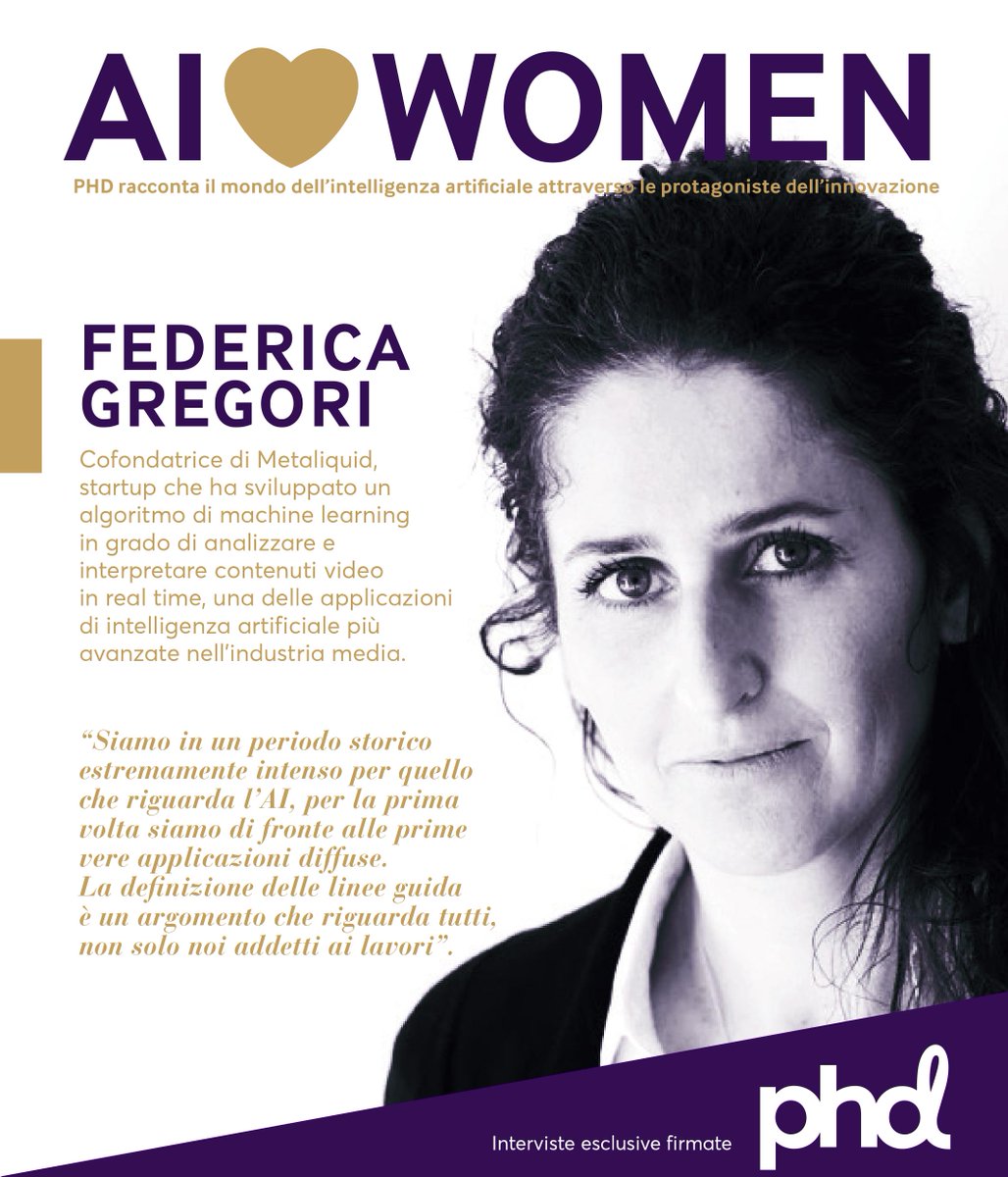 PHD racconta il mondo dell’intelligenza artificiale insieme all’imprenditrice italiana che ha sviluppato una delle applicazioni di AI più avanzate nell’industria media goo.gl/PTp6qw #AILoveWomen #AI #PHDMedia #FedericaGregori <a href="/MetaliquidAI/">Metaliquid</a>