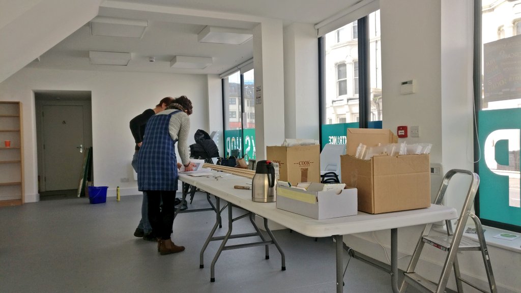 amyzglass's tweet photo. My office for today. We're installing the @Dev_Collective @BlueMonkeyNet Postcard Show at #DC3ProjectSpace #seaside #seaview https://t.co/MjMbtPAd1J