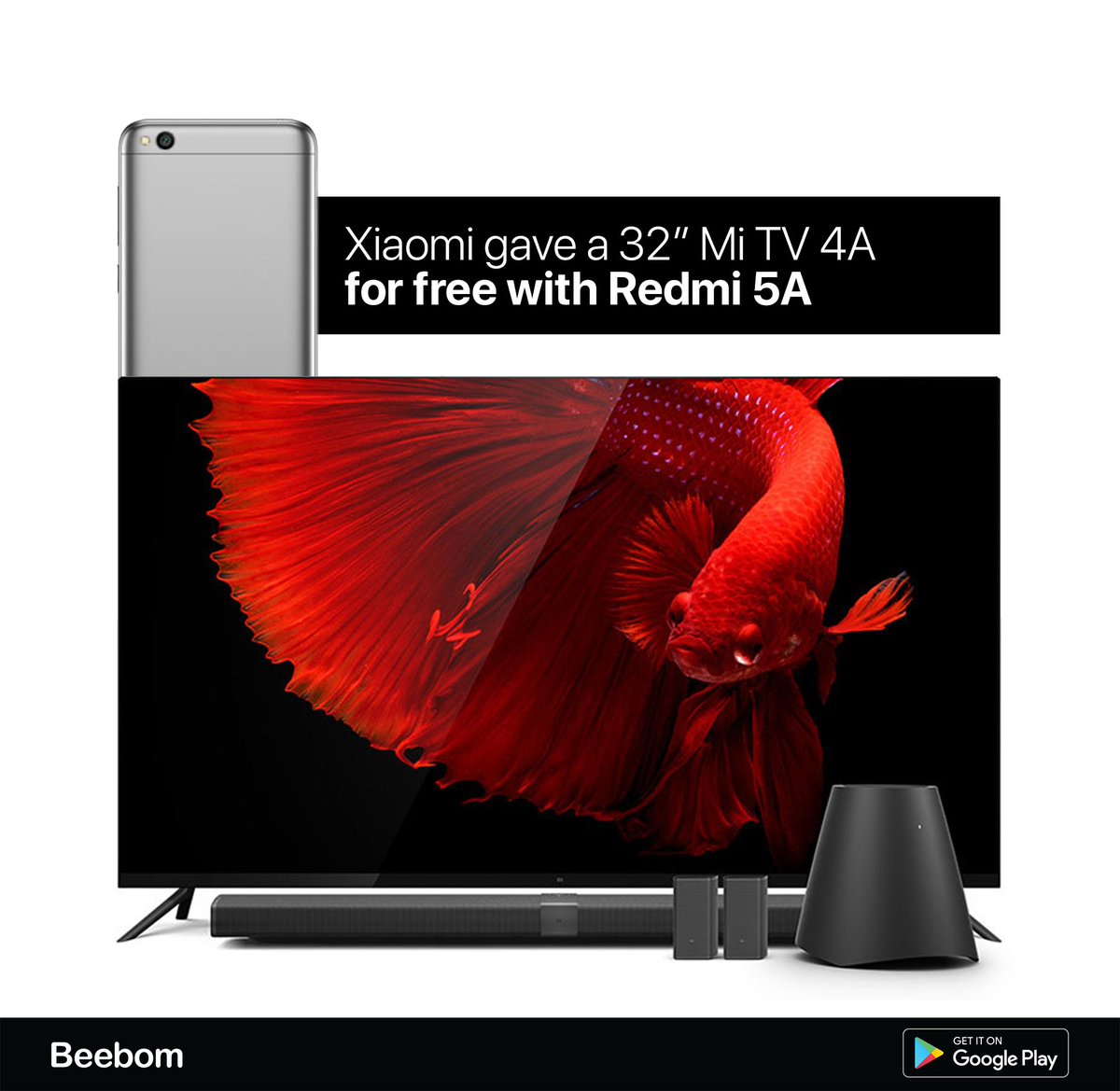 beebomco's tweet photo. A 32-inch TV for free with a phone that costs just Rs 5,999!
Xiaomi is hosting a Mi Fan Fest in India and on the first day of the sale, they did this crazy stunt!
#MiFanFest #Xiaomi #Redmi5A #MiTV4A https://t.co/MlH1esSmp6